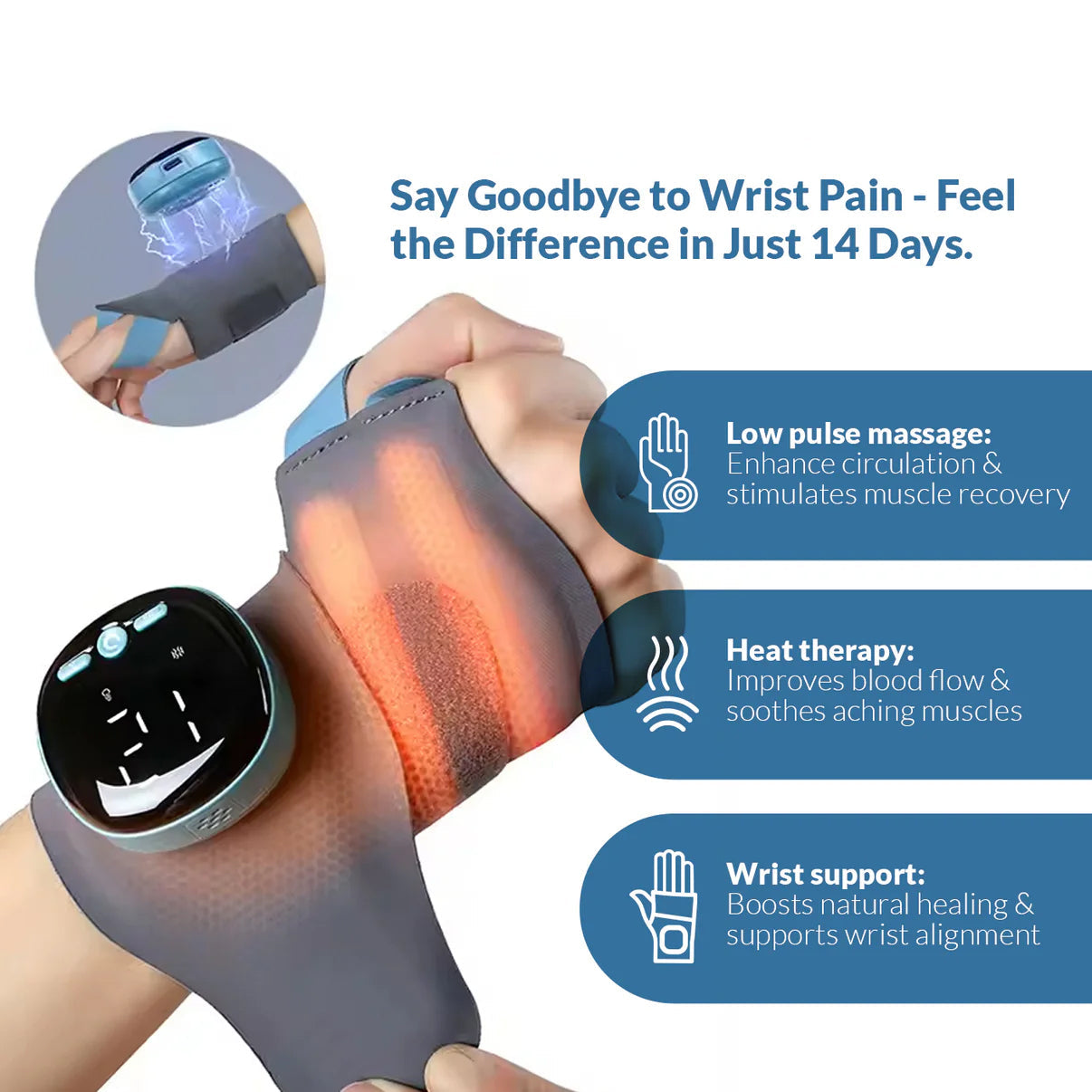 TheraNeck™ - Smart EMS & Heat Therapy Wrist Massager